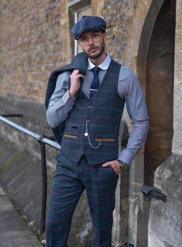 Mens checked blazer and on sale waistcoat