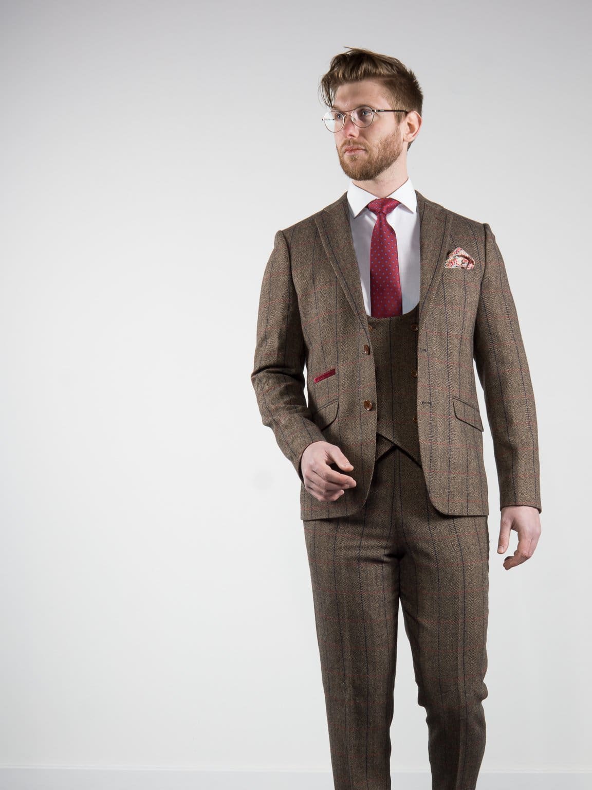 Mens slim fit hot sale tweed suit