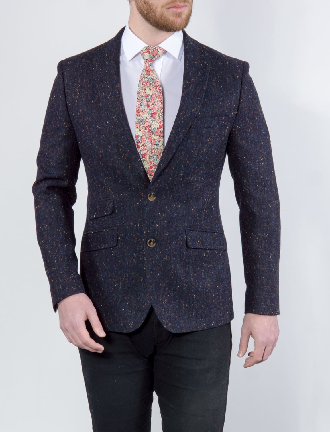 Navy donegal tweed store suit