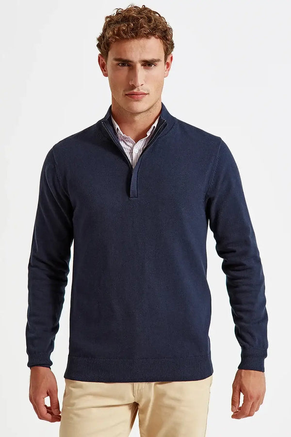 Asquith & Fox ¼ Zip Knitted Sweater - Navy / Small - Knitwear