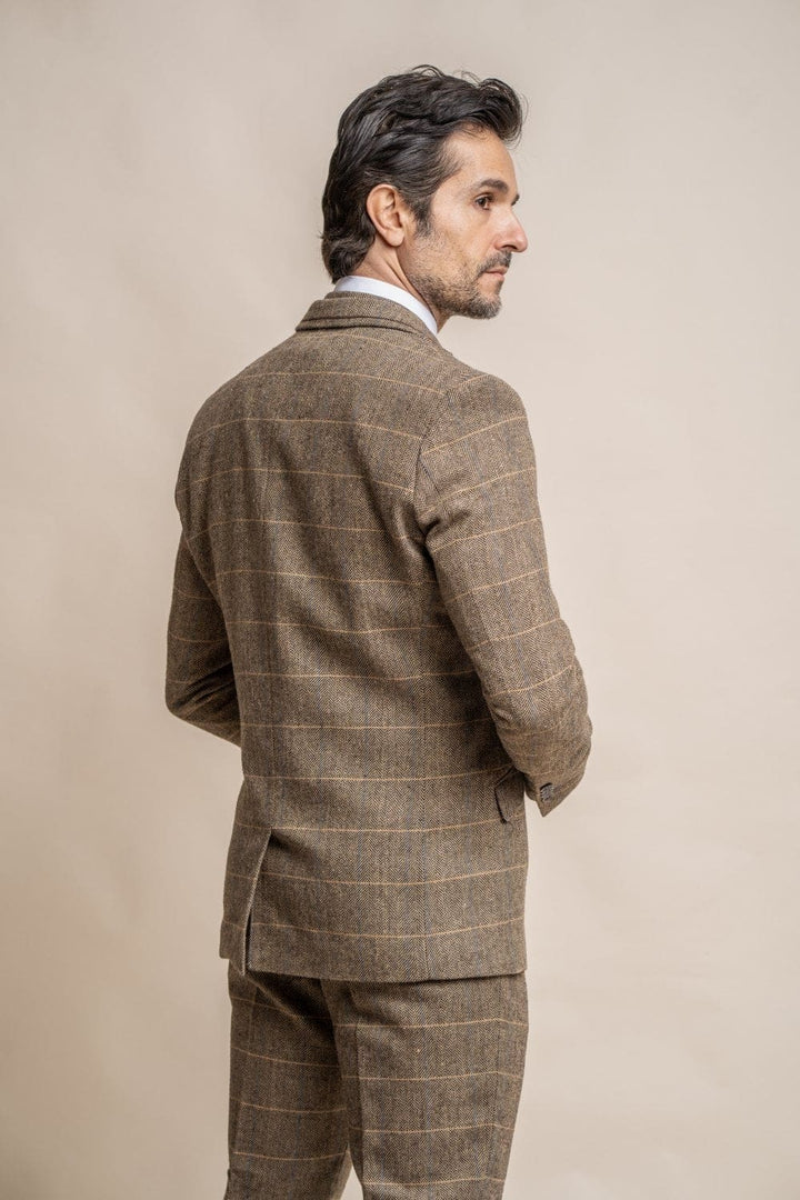 Cavani Albert Men’s Brown Sim Fit Tweed Style Jacket - Jackets