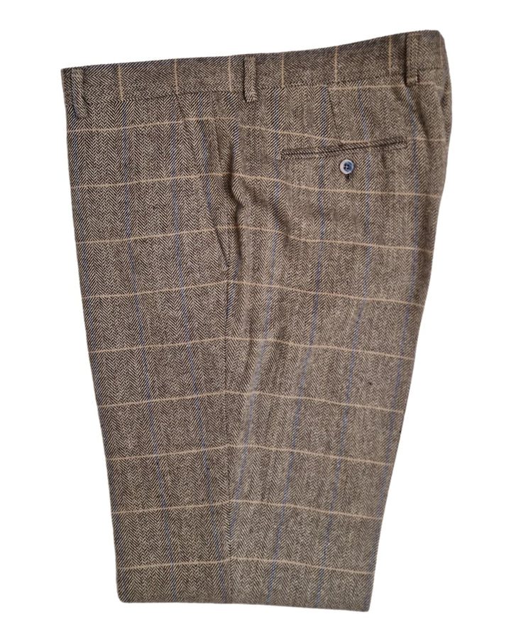 Cavani Albert Men’s Brown Tweed Check Trousers - Suit & Tailoring