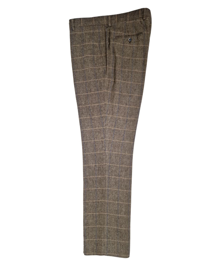 Cavani Albert Men’s Brown Tweed Check Trousers - Suit & Tailoring