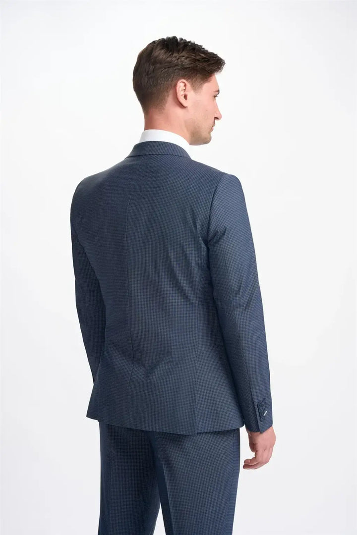 Cavani Bond Navy Check Double Breasted Blazer - Suit & Tailoring