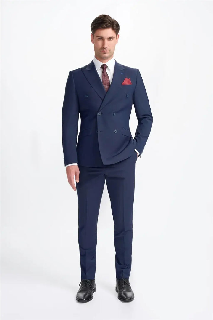 Cavani Bond Navy Double Breasted Blazer - Suit & Tailoring