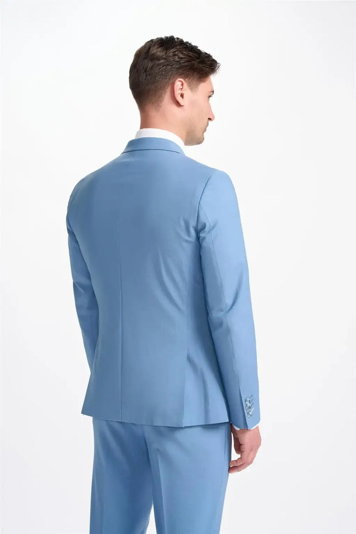 Cavani Bond Ocean Blue Double Breasted Blazer - Suit & Tailoring