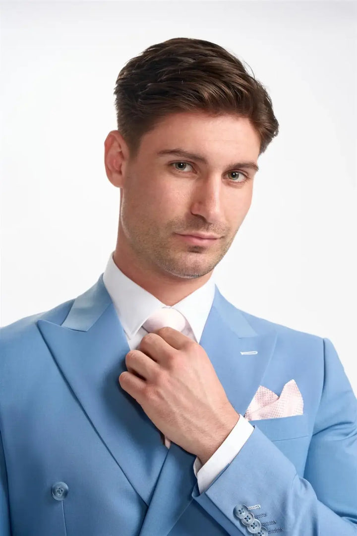 Cavani Bond Ocean Blue Double Breasted Blazer - Suit & Tailoring