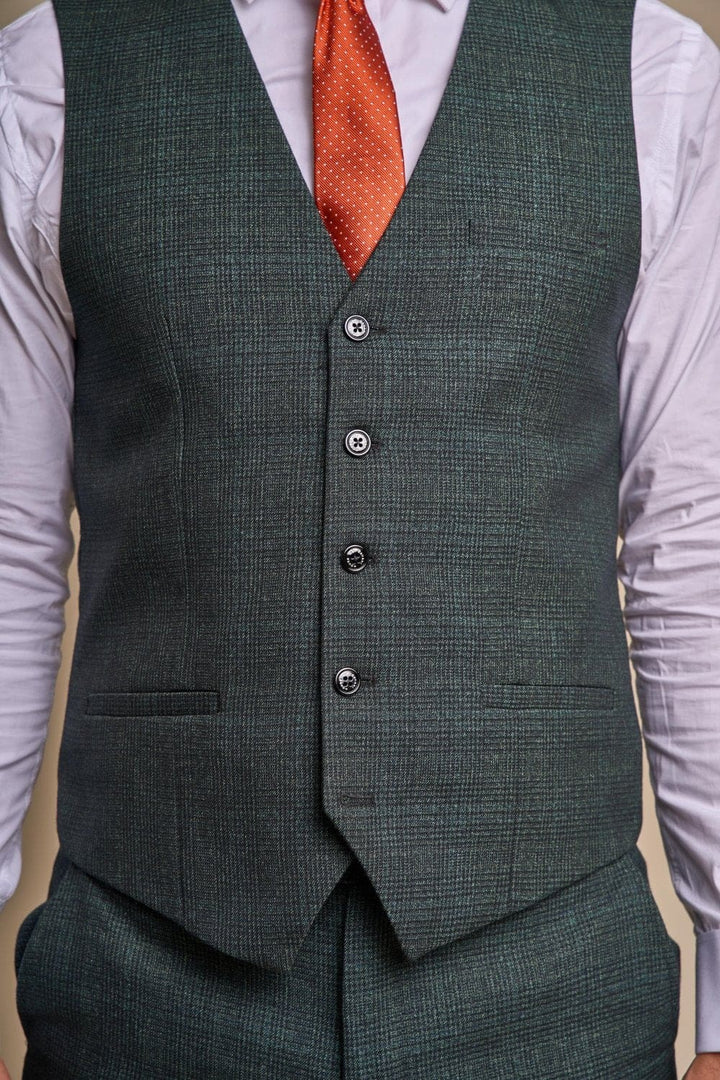 Cavani Caridi Men’s Olive Tweed Waistcoat - Suit & Tailoring