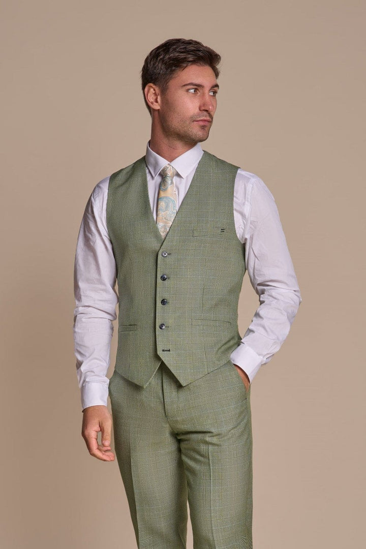 Cavani Caridi Men’s Sage Tweed Three Piece Suit - & Tailoring