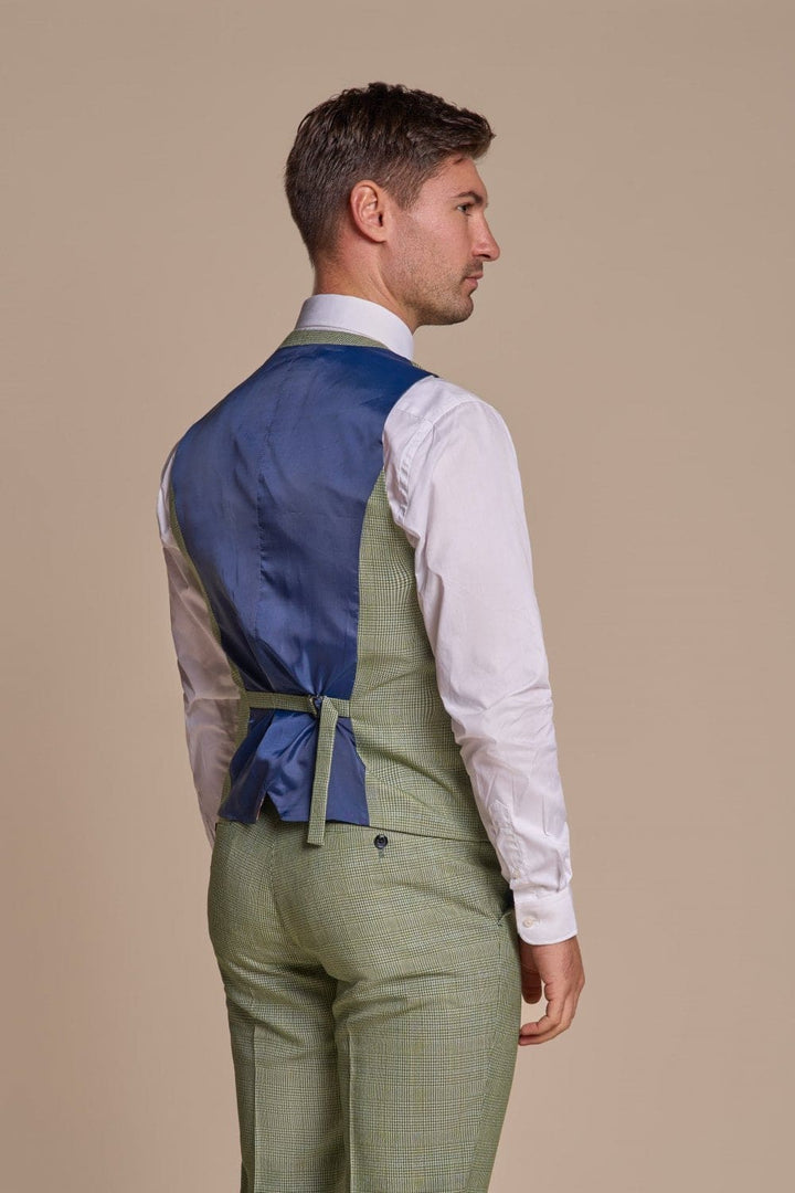 Cavani Caridi Men’s Sage Tweed Waistcoat - Suit & Tailoring