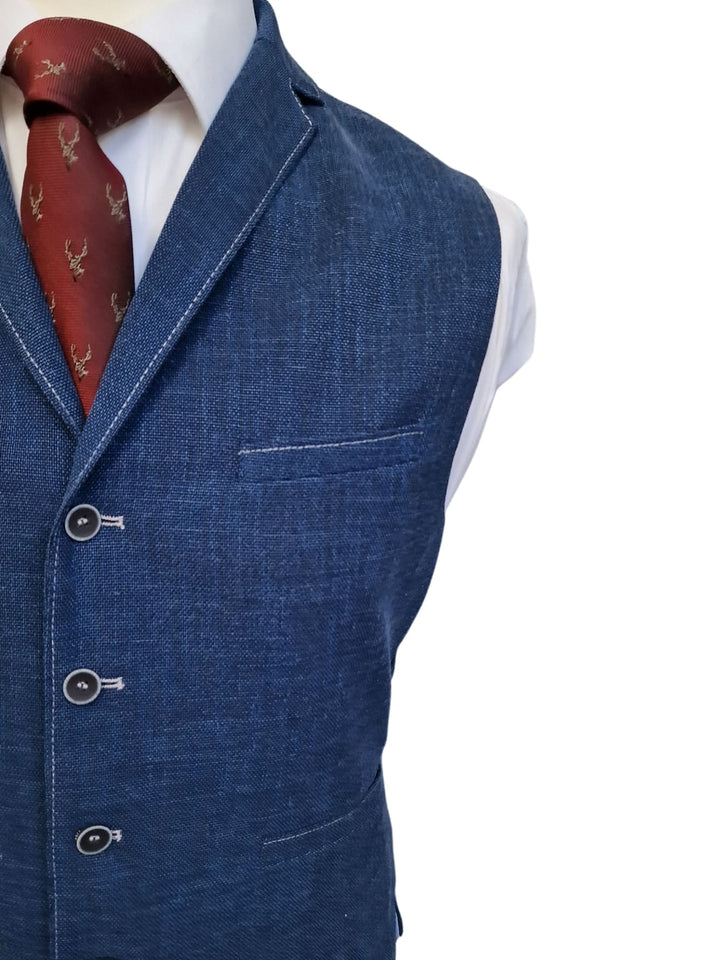 Classic Miami Men’s Blue Lapel Waistcoat - WAISTCOATS