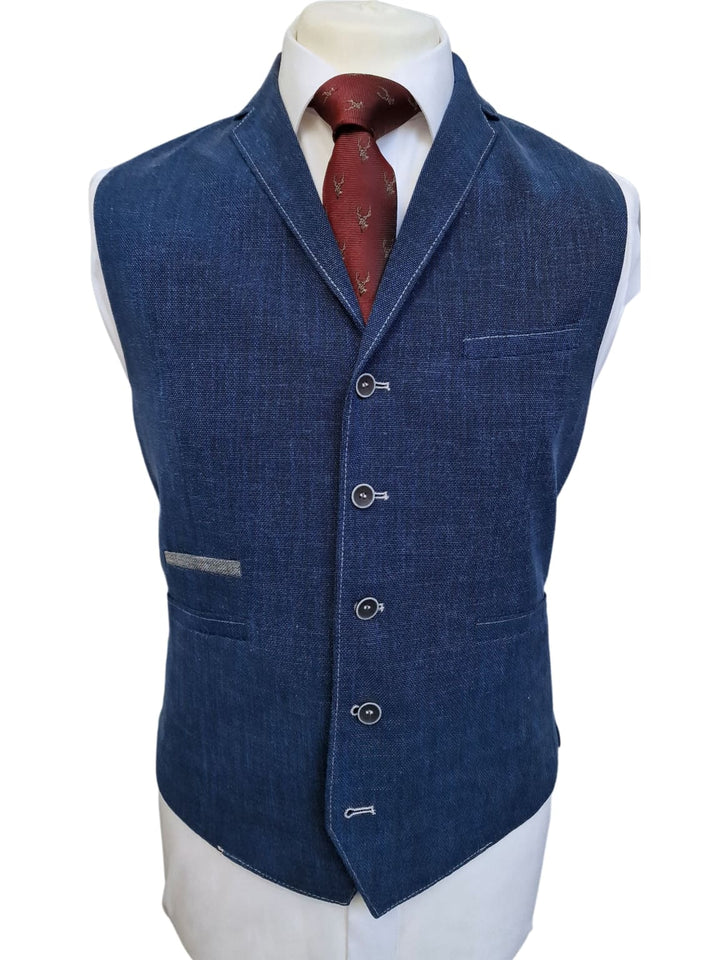 Classic Miami Men’s Blue Lapel Waistcoat - 38R - WAISTCOATS