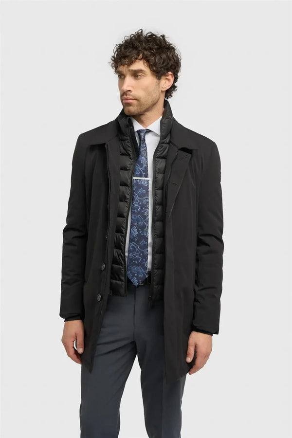 Cavani Heston Black Padded Overcoat - S - Coats & Jackets