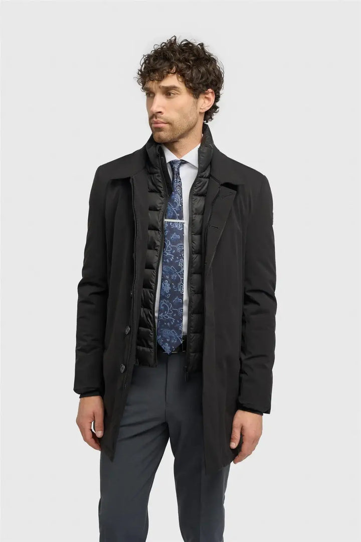 Cavani Heston Black Padded Overcoat - S - Coats & Jackets