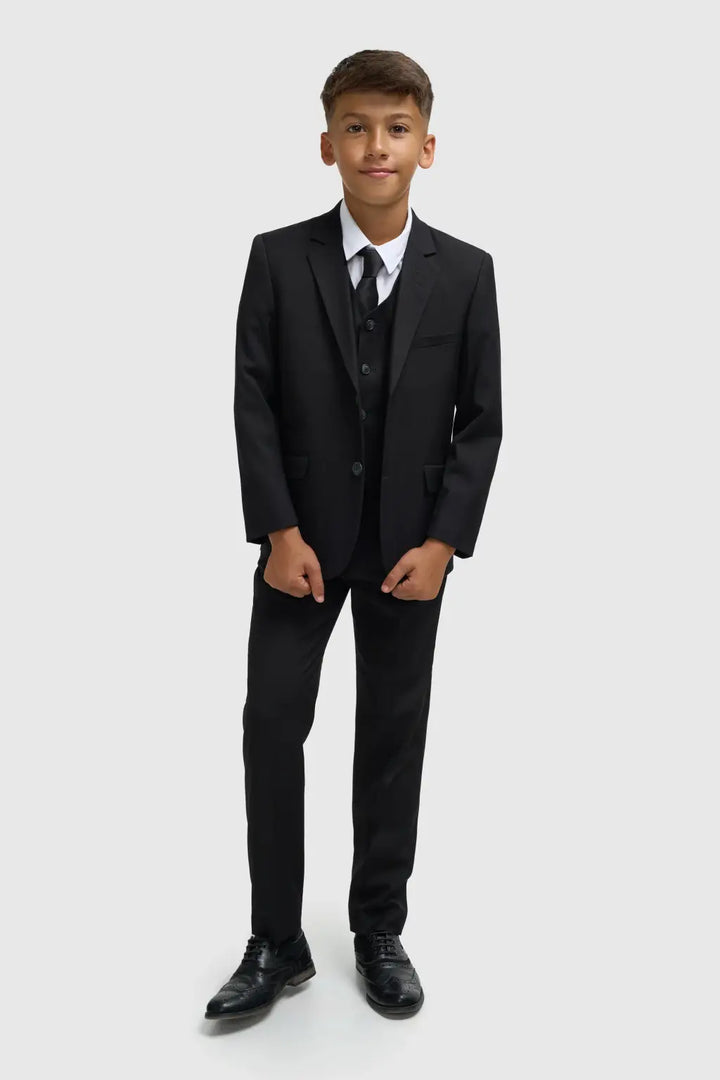 Cavani Marco Boy’s 3-Piece Black Slim Fit Suit - 11 YEARS - Suits