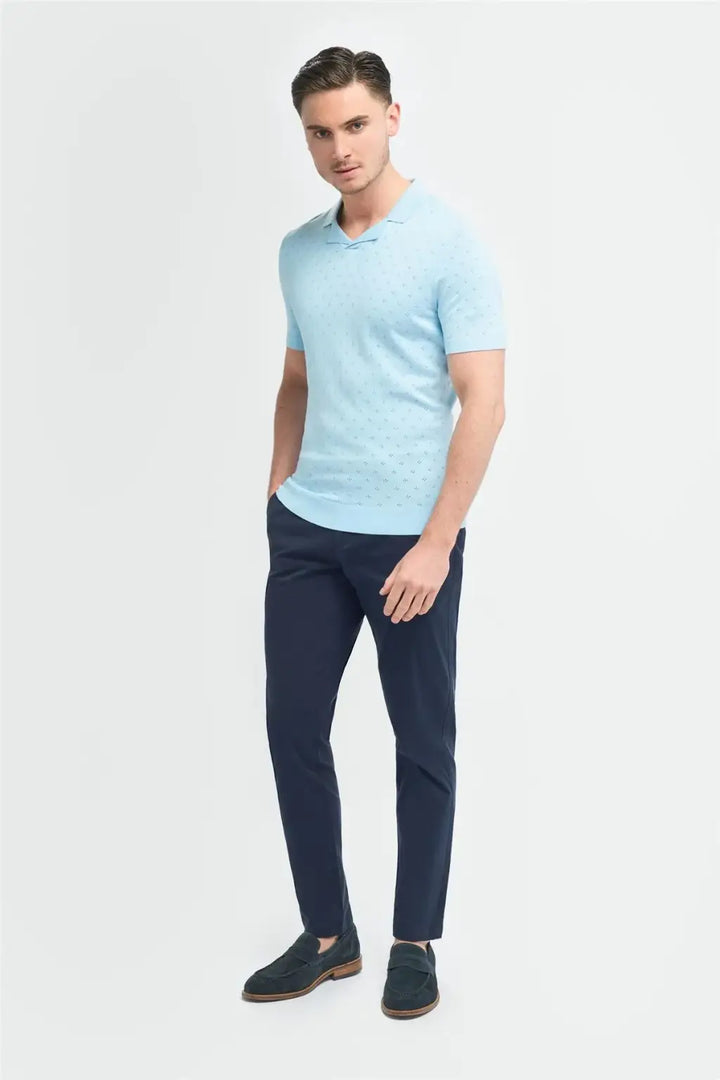 Cavani Men’s Alfan Cuban Collar Knitted Polo Shirts - Knitwear
