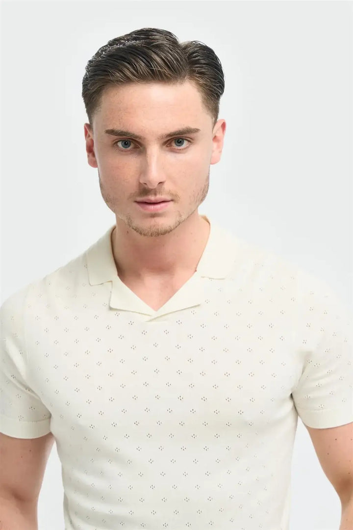 Cavani Men’s Alfan Cuban Collar Knitted Polo Shirts - Knitwear