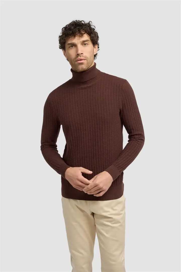 Cavani Men’s Argas Rollneck Jumper - Brown / S - Knitwear
