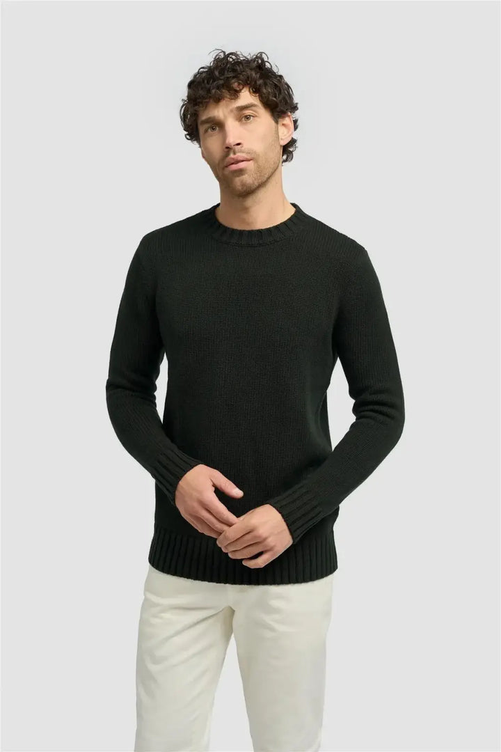 Cavani Men’s Farrel Plain Jumper - Dark Green / S - Knitwear