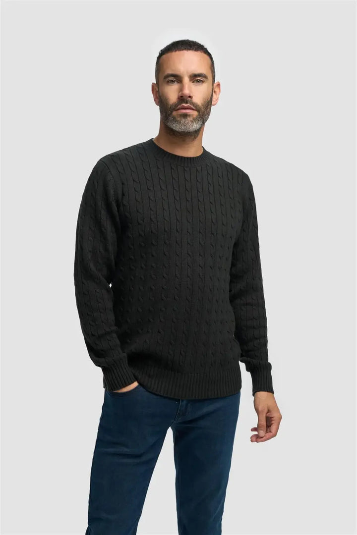 Cavani Men’s Foston Cabel Jumper - Dark Green / S - Knitwear