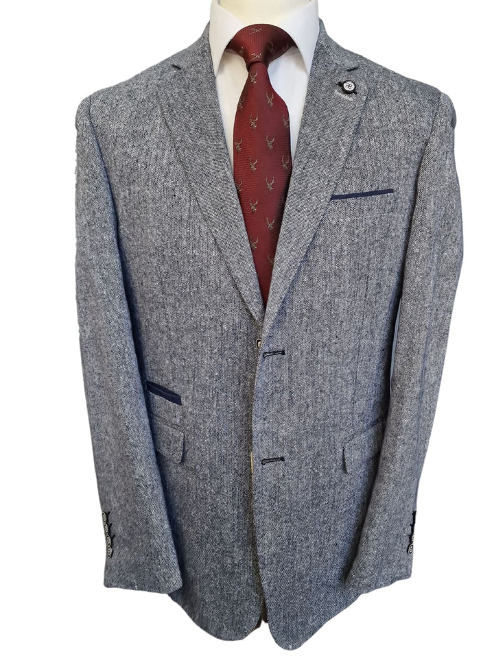 Cavani Men’s Grey Donegal 3 Piece Suit 42R With 36R Trousers - Suits