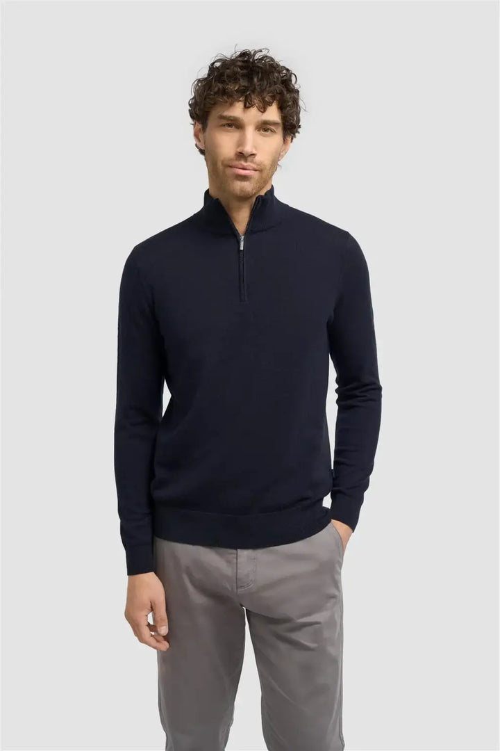 Cavani Men’s Ivano 1/4 Zip Jumper - Navy / S - Knitwear