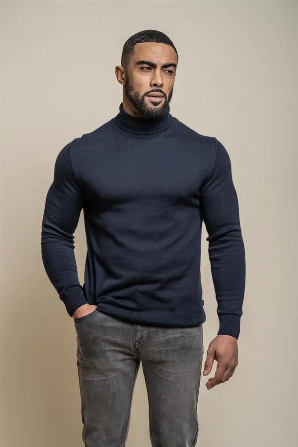 Cavani Men’s Karris Rollneck Jumper - Navy / S - Knitwear