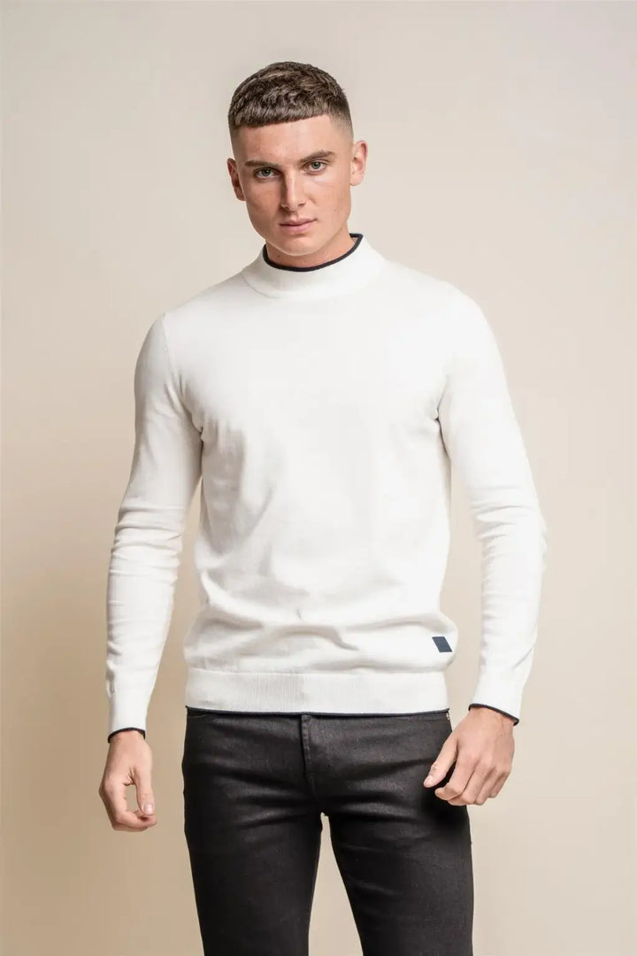 Cavani Men’s Rio Turtleneck Jumper - Ecru / S - Knitwear