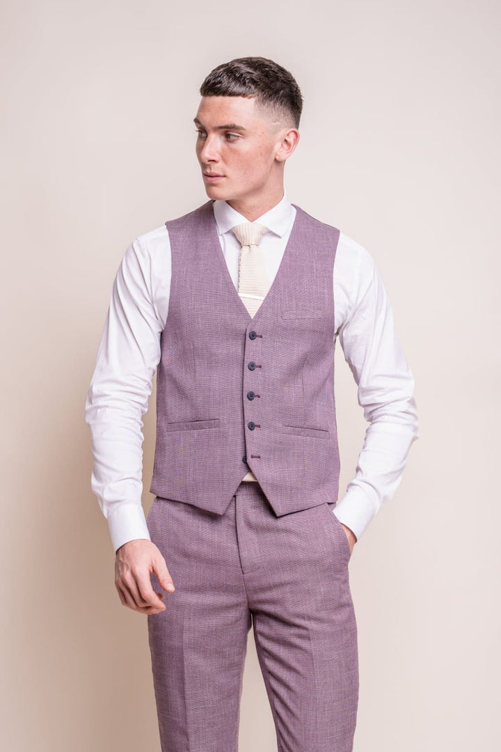 Cavani Miami Lilac Tweed Waistcoat - 36 - Suit & Tailoring