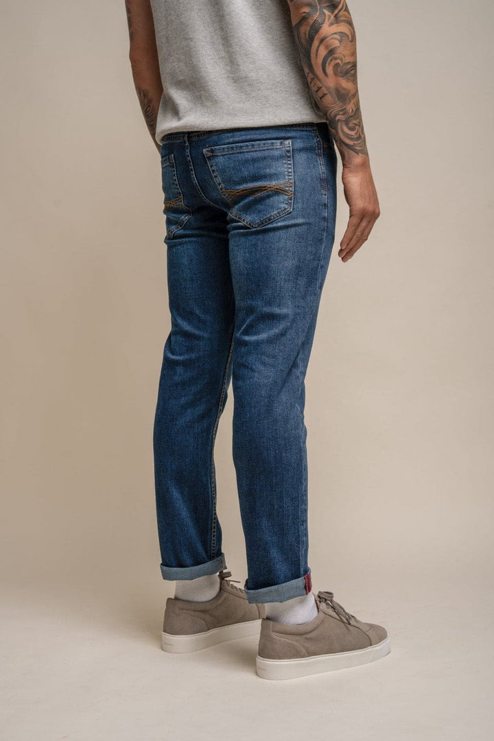 Cavani Milano Stonewash Stretch Denim Jeans - Jeans