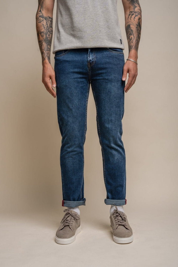 Cavani Milano Stonewash Stretch Denim Jeans - 30S - Jeans