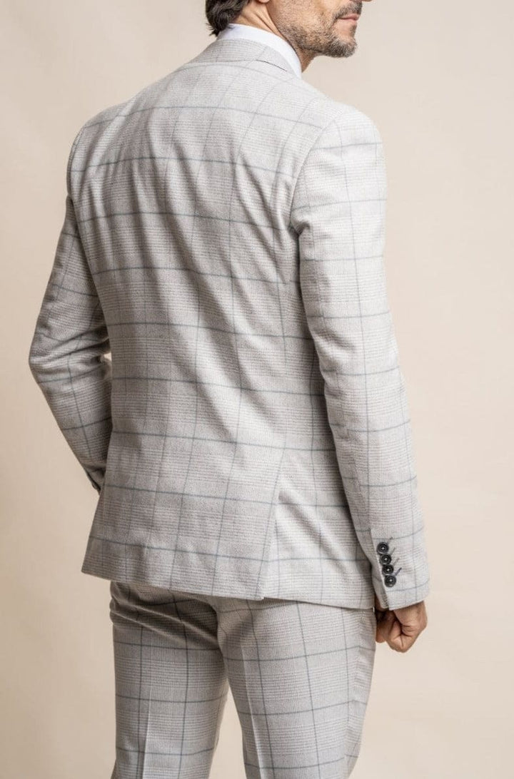 Cavani Radika 3 Piece Light Grey Check Tweed Suit - Suit & Tailoring