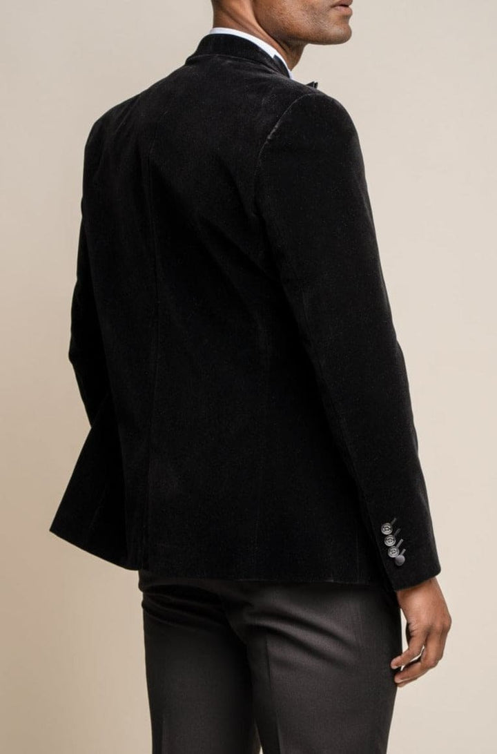 Cavani Rosa Black Sim Fit Velvet Style Jacket - Jackets