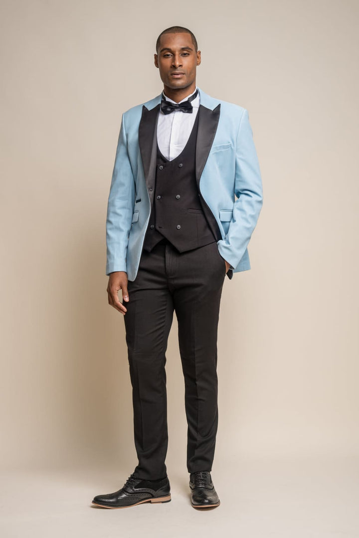 Cavani Rosa Velvet Dinner Jacket - MENSWEARR.COM - Sky Blue / 34 - Jackets & Blazers