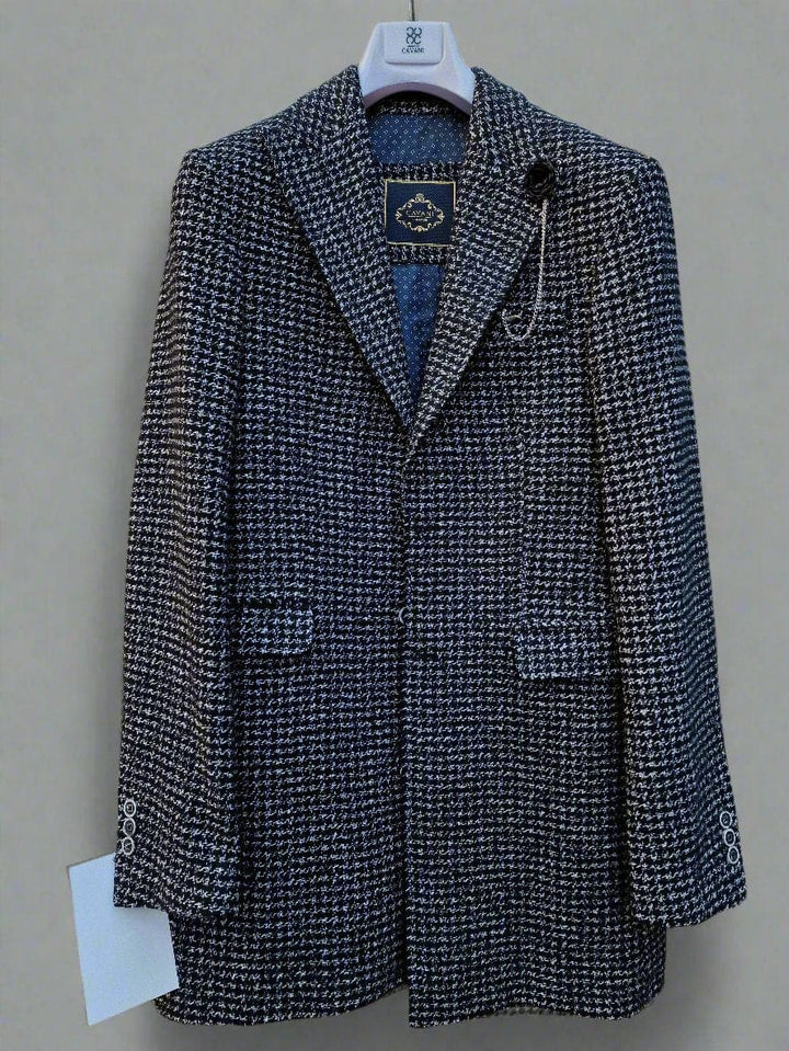 Cavani Signature Black and White Houndstooth Overcoat - 36R - Coats