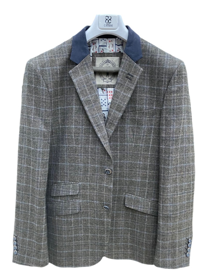 Cavani Sintan Brown Sim Fit Tweed Style Blazer - 38R - Jackets