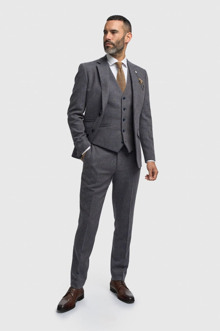 Thomas Blue Savoy 3 Piece Tweed Suit - Suits
