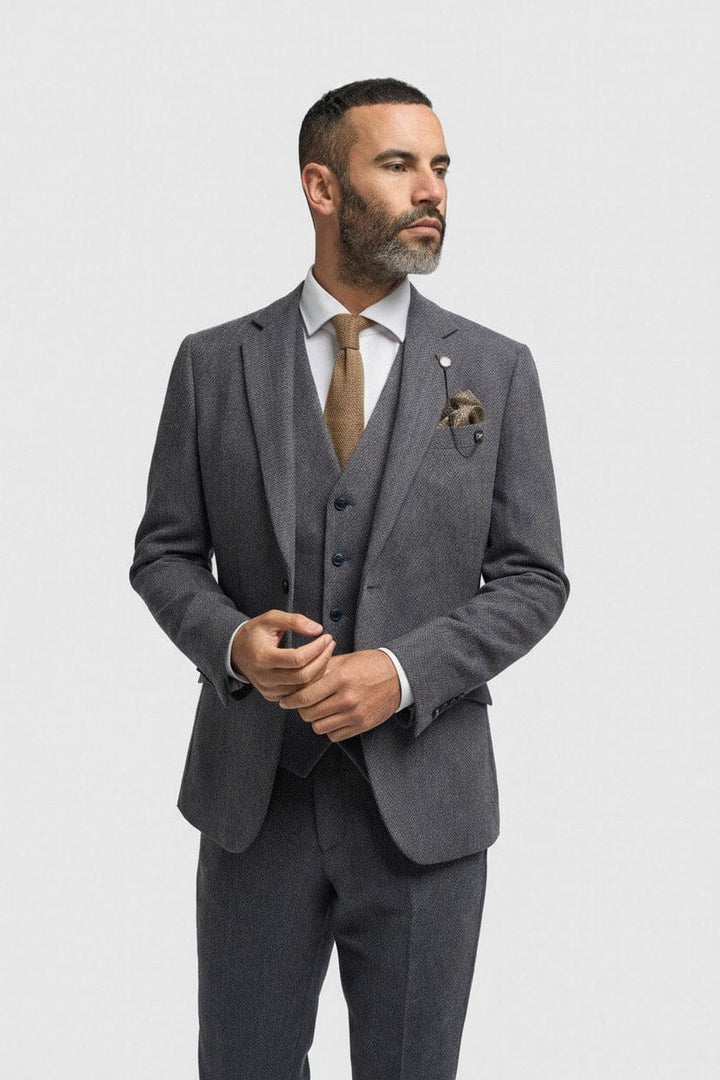 Thomas Blue Savoy 3 Piece Tweed Suit - Suits