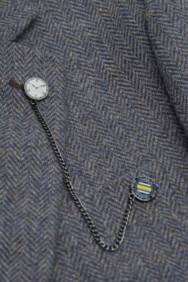 Thomas Blue Savoy 3 Piece Tweed Suit - Suits