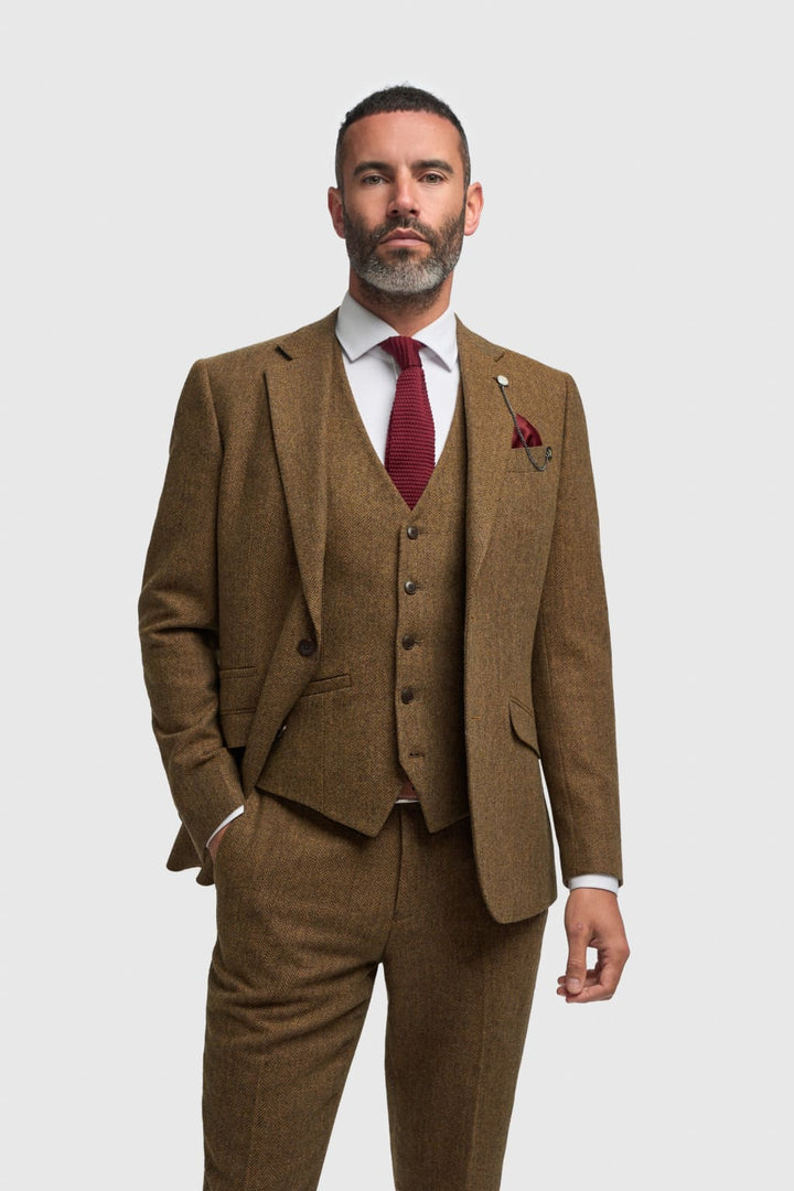 Thomas Brown Tweed Three Piece Suit - Suits