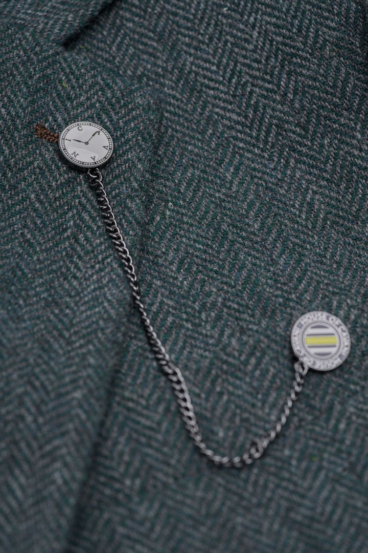 Thomas Lush Olive Tweed Three Piece Suit