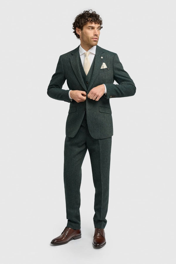 Thomas Lush Olive Tweed Three Piece Suit