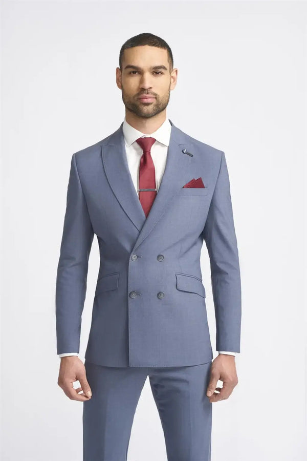 Cavani Victorious Double Breasted Dove Blazer - 34R - Suit & Tailoring