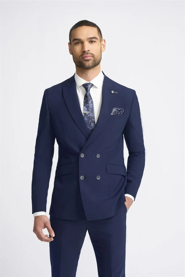 Cavani Victorious Double Breasted Navy Blazer - 34R - Suit & Tailoring