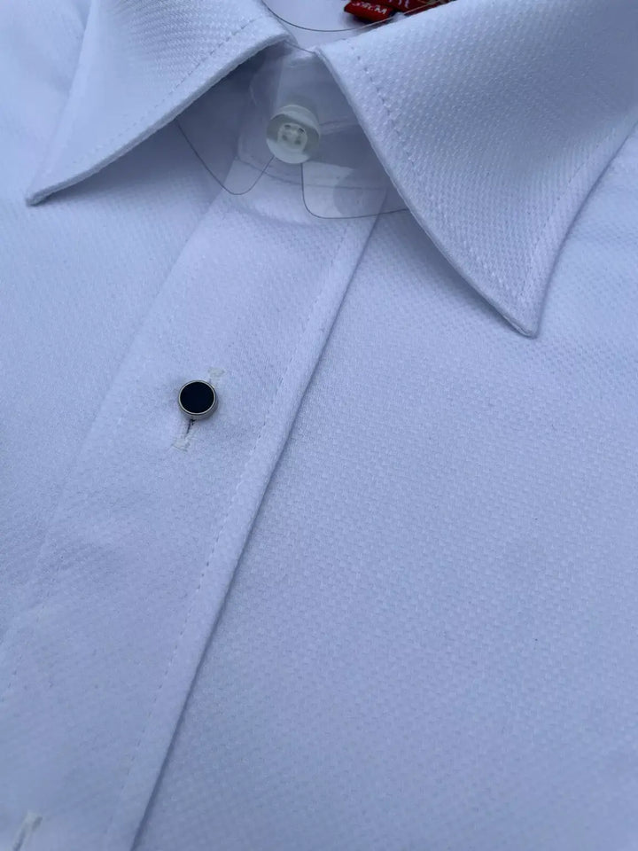 Colin Ross Mock Marcella Dobby Standard Collar Dress Shirt with studs - MENSWEARR.COM