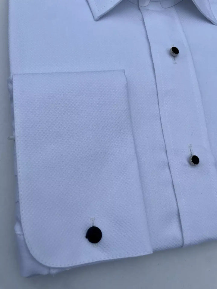 Colin Ross Mock Marcella Dobby Standard Collar Dress Shirt with studs - MENSWEARR.COM