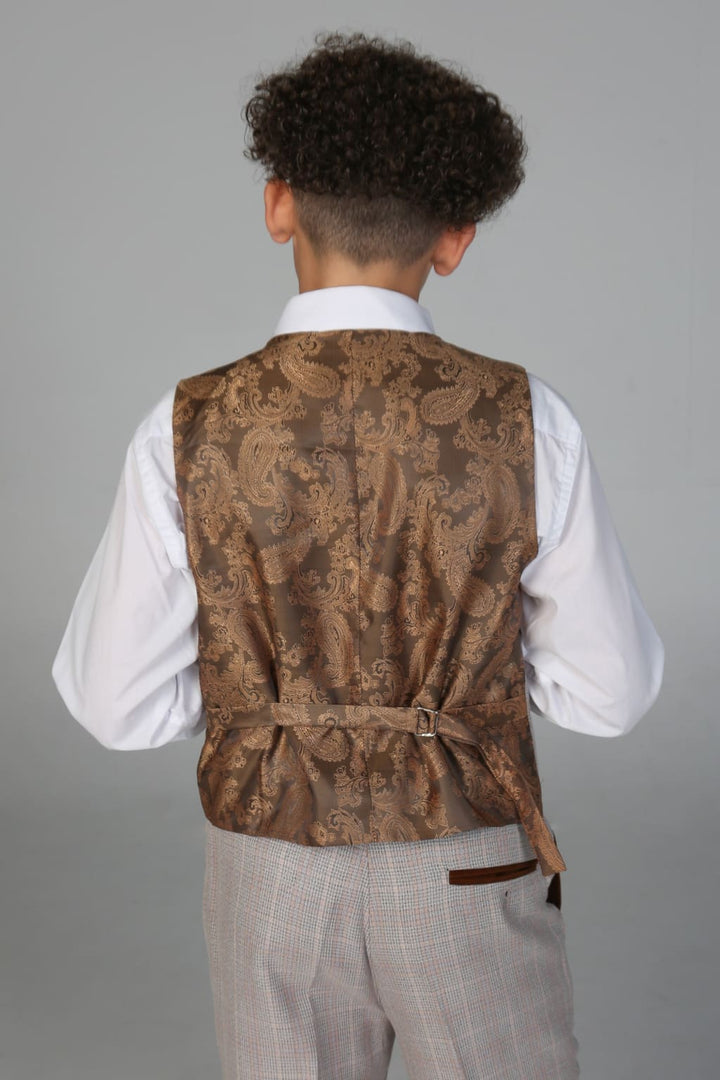 Device - Boy’s Leo Beige Three Piece Suit - boys suits