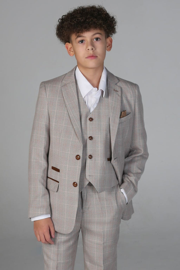 Device - Boy’s Leo Beige Three Piece Suit - boys suits