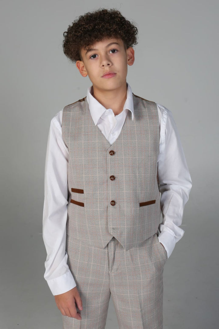 Device - Boy’s Leo Beige Three Piece Suit - boys suits
