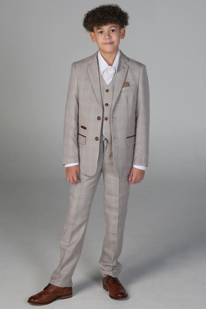Device - Boy’s Leo Beige Three Piece Suit - boys suits